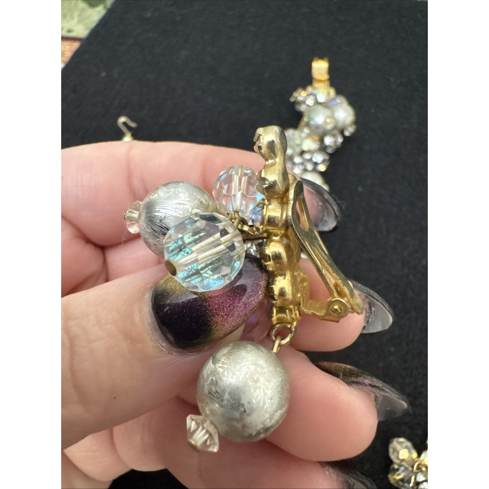 Decadent Juliana D&E Faux Pearl Iridescent Rhinestone 3 Piece Parure Set AB Rare - Picture 11 of 16